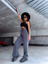 TRENDY, classic pants with buttons - DARK GRAY